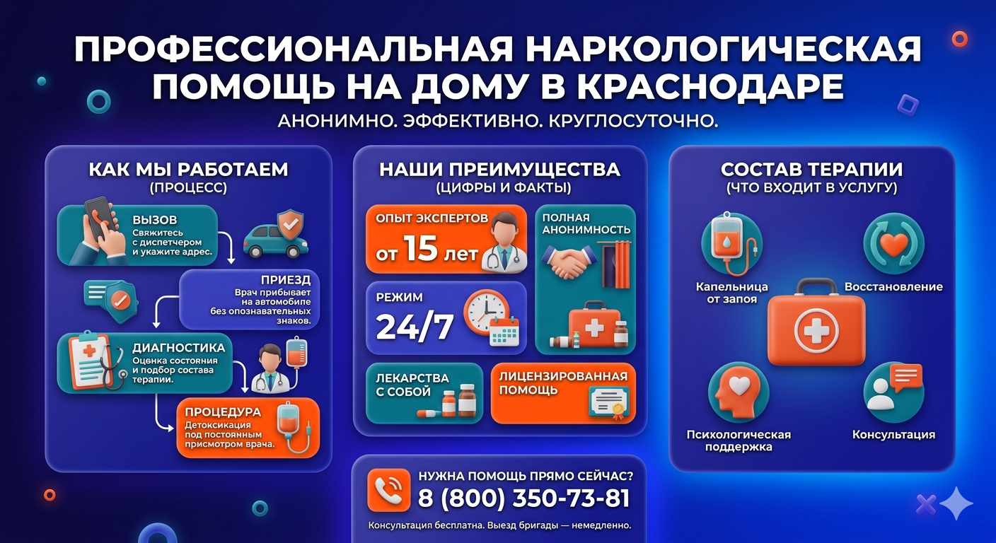 Инфографика о принципах лечения алкоголизма на дому в Великом Устюге: этапы вызова нарколога, преимущества анонимной детоксикации и состав медицинской помощи.